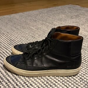 Common Projects Black Leather High-Top Sneakers